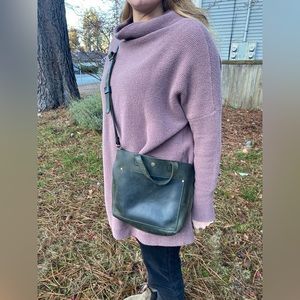 100% real leather green Portland Leather Company mini crossbody tote purse